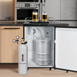 VEVOR CO2 Tank, 15 lbs New Aluminum Alloy Cylinder, CO2 Air Tank with Light Spray Coating, CGA320 Valve, Handle & Adjustable Pressure, DOT Approved Cylinder for Draft Beer Dispensing and Soda Maker