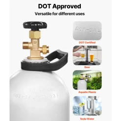 VEVOR CO2 Tank, 20 lbs New Aluminum Alloy Cylinder, CO2 Air Tank with Spray Coating, CGA320 Valve, Handle & Adjustable Pressure, DOT & TC Approved Cylinder for Draft Beer Dispensing and Soda Maker
