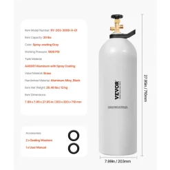 VEVOR CO2 Tank, 20 lbs New Aluminum Alloy Cylinder, CO2 Air Tank with Spray Coating, CGA320 Valve, Handle & Adjustable Pressure, DOT & TC Approved Cylinder for Draft Beer Dispensing and Soda Maker