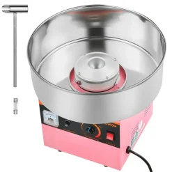 VEVOR Cotton Candy Machine Commercial, 1000W Electric Candy Floss Maker, Easy Use with 15 inch Stainless Steel Bowl and Sugar Scoop, Makes Hard Candy for Home Kids Birthday, Family Party, Pink