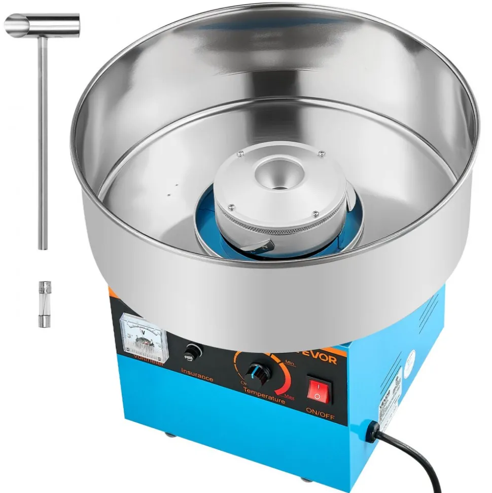 VEVOR Cotton Candy Machine Commercial, 1000W Electric Candy Floss Maker, Easy Use with 15 inch Stainless Steel Bowl and Sugar Scoop, Makes Hard Candy for Home Kids Birthday, Family Party, Blue