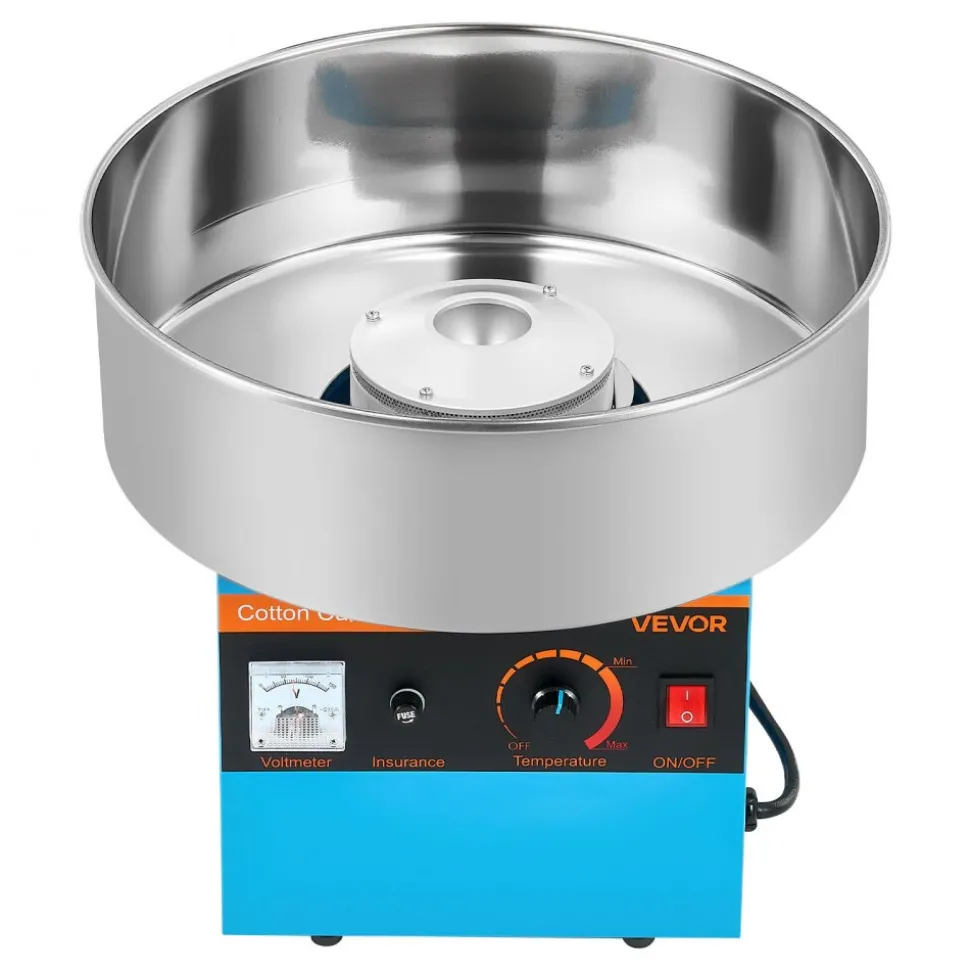 VEVOR Cotton Candy Machine Commercial, 1000W Electric Candy Floss Maker, Easy Use with 15 inch Stainless Steel Bowl and Sugar Scoop, Makes Hard Candy for Home Kids Birthday, Family Party, Blue