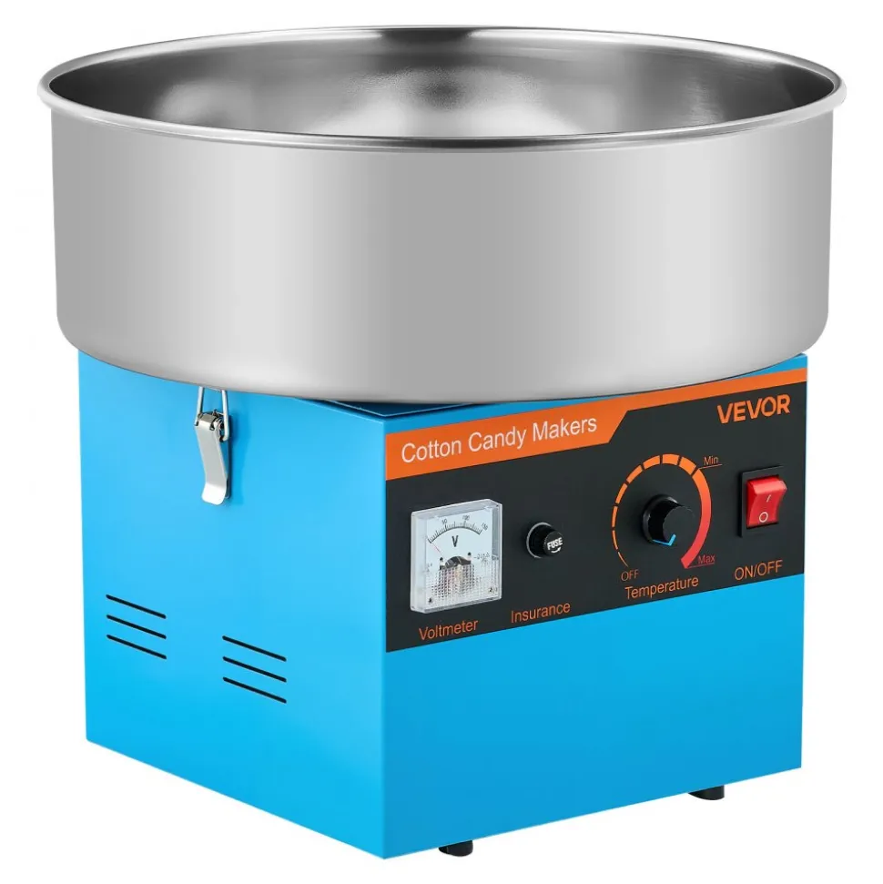 VEVOR Cotton Candy Machine Commercial, 1000W Electric Candy Floss Maker, Easy Use with 15 inch Stainless Steel Bowl and Sugar Scoop, Makes Hard Candy for Home Kids Birthday, Family Party, Blue