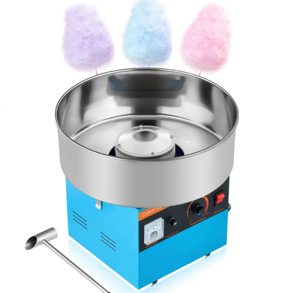 VEVOR Cotton Candy Machine Commercial, 1000W Electric Candy Floss Maker, Easy Use with 15 inch Stainless Steel Bowl and Sugar Scoop, Makes Hard Candy for Home Kids Birthday, Family Party, Blue