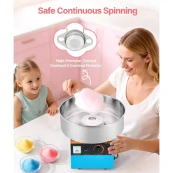 VEVOR Cotton Candy Machine Commercial, 1000W Electric Candy Floss Maker, Easy Use with 15 inch Stainless Steel Bowl and Sugar Scoop, Makes Hard Candy for Home Kids Birthday, Family Party, Blue