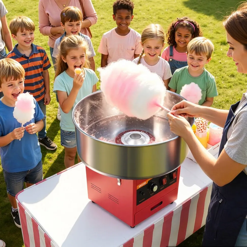VEVOR Cotton Candy Machine Commercial 1000W Electric Candy Floss Maker Blue, Ideal for Home, Carnival, Birthday, Family Party, Easy Use with 20.5 in Stainless Steel Bowl, Storage Drawer, Sugar Scoop