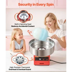 VEVOR Cotton Candy Machine Commercial 1000W Electric Candy Floss Maker Blue, Ideal for Home, Carnival, Birthday, Family Party, Easy Use with 20.5 in Stainless Steel Bowl, Storage Drawer, Sugar Scoop