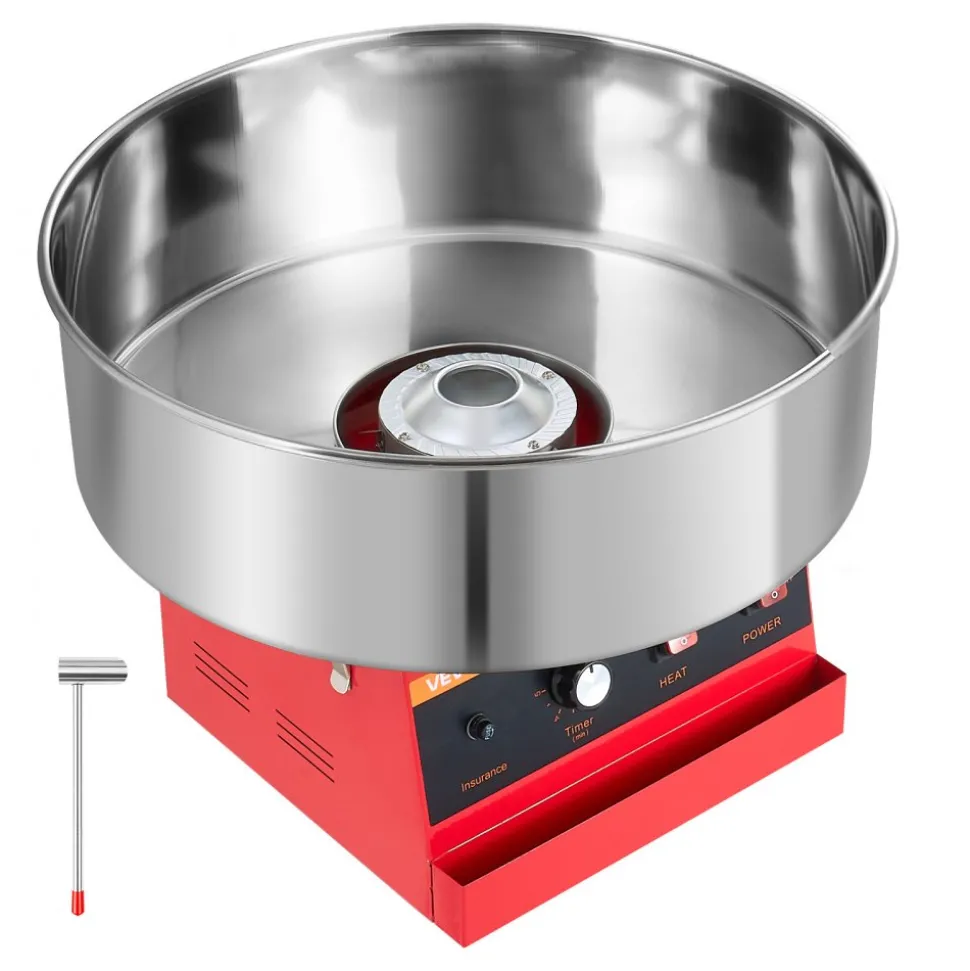 VEVOR Cotton Candy Machine Commercial 1000W Electric Candy Floss Maker Red, Ideal for Home, Carnival, Birthday, Family Party, Easy Use with 20.5 in Stainless Steel Bowl, Storage Tray and Sugar Scoop
