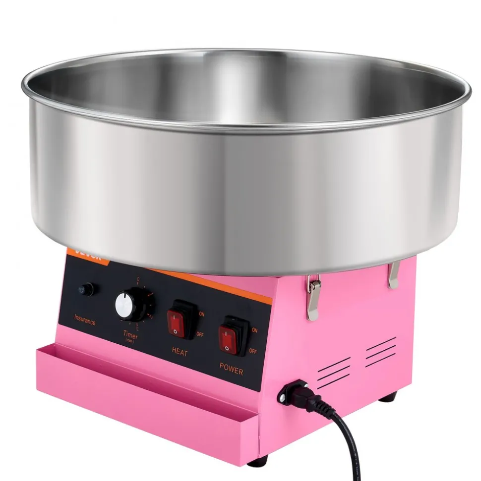 VEVOR Cotton Candy Machine Commercial 1000W Electric Candy Floss Maker Pink, Ideal for Home, Carnival, Birthday, Family Party, Easy Use with 20.5 in Stainless Steel Bowl, Storage Tray and Sugar Scoop