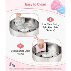 VEVOR Cotton Candy Machine Commercial, 1000W Electric Candy Floss Maker, Easy Use with 15 inch Stainless Steel Bowl and Sugar Scoop, Makes Hard Candy for Home Kids Birthday, Family Party, Pink