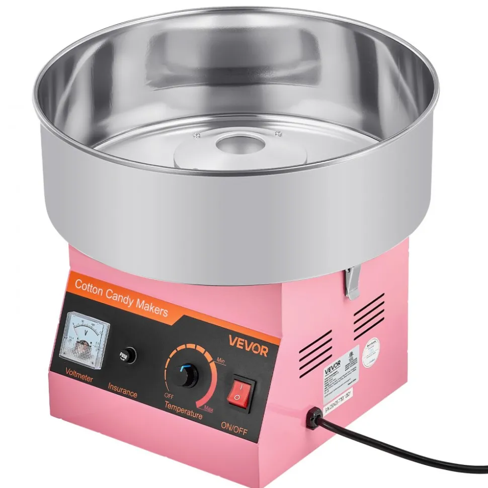 VEVOR Cotton Candy Machine Commercial, 1000W Electric Candy Floss Maker, Easy Use with 15 inch Stainless Steel Bowl and Sugar Scoop, Makes Hard Candy for Home Kids Birthday, Family Party, Pink