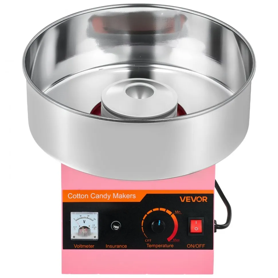 VEVOR Cotton Candy Machine Commercial, 1000W Electric Candy Floss Maker, Easy Use with 15 inch Stainless Steel Bowl and Sugar Scoop, Makes Hard Candy for Home Kids Birthday, Family Party, Pink