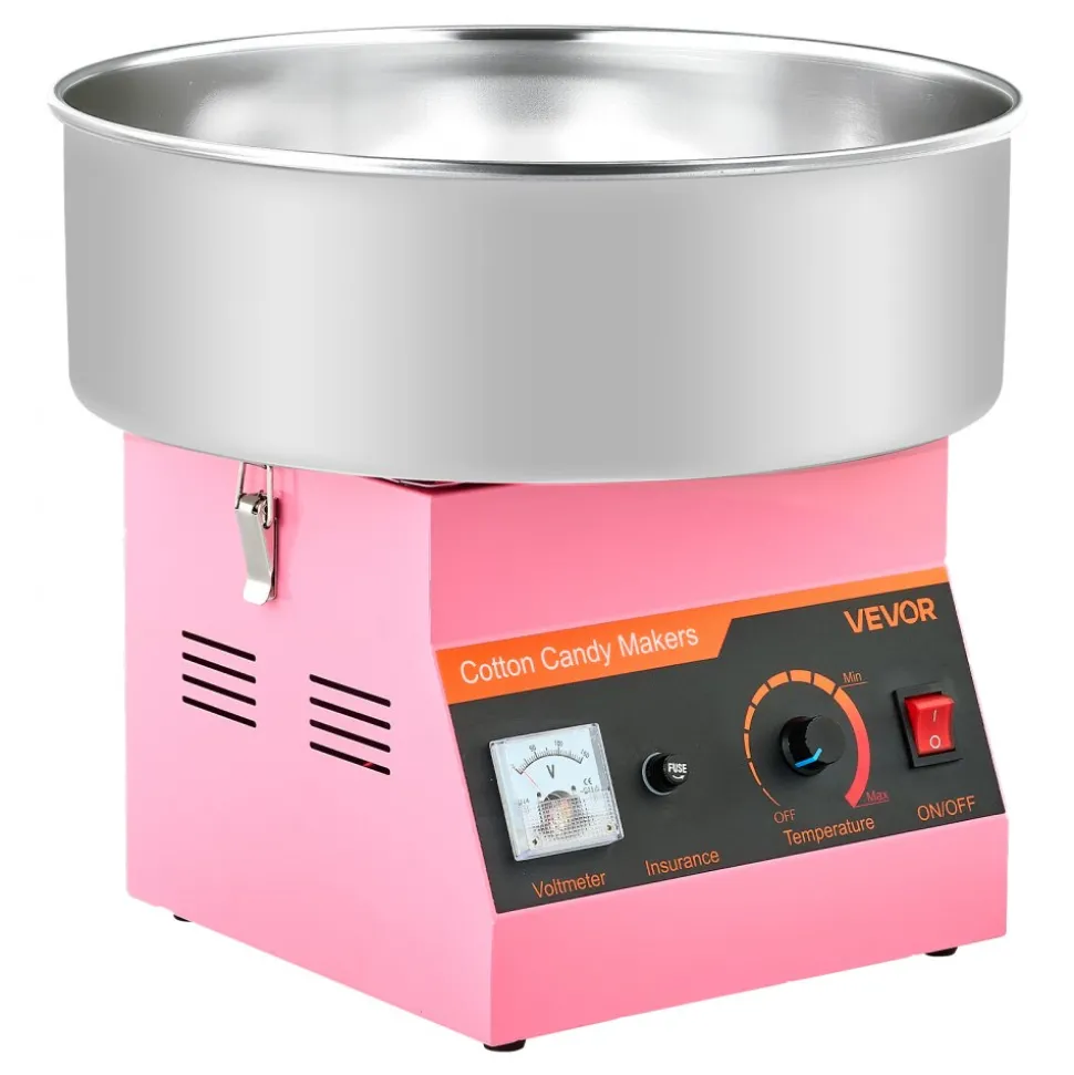 VEVOR Cotton Candy Machine Commercial, 1000W Electric Candy Floss Maker, Easy Use with 15 inch Stainless Steel Bowl and Sugar Scoop, Makes Hard Candy for Home Kids Birthday, Family Party, Pink