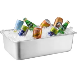 VEVOR Countertop Food Serving Display Container, 6 Pan Stainless Steel Food Serving Tray, Buffet Condiment Dispenser Display Rack with Clear Lid & 3 Freezer Boxes, for Restaurant Hotel Kitchen Party