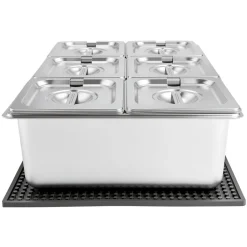 VEVOR Countertop Food Serving Display Container, Stainless Steel Food Salad Server Tray, Buffet Condiment Dispenser, Ice Cooled Rack with Separate Lid, for Restaurant, Hotel, Party (6x1/6 Pan)