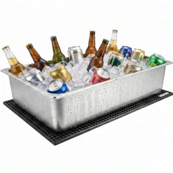 VEVOR Countertop Food Serving Display Container, Stainless Steel Food Salad Server Tray, Buffet Condiment Dispenser, Ice Cooled Rack with Separate Lid, for Restaurant, Hotel, Party (6x1/6 Pan)