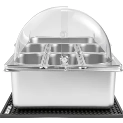 VEVOR Countertop Food Serving Display Container, Stainless Steel Food Salad Server Tray, Buffet Condiment Dispenser, Ice Cooled Rack with Separate Lid, for Restaurant Hotel Kitchen Party (6x1/6 Pan)