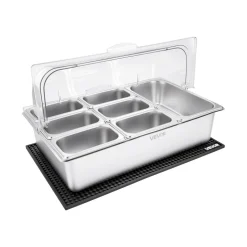 VEVOR Countertop Food Serving Display Container, Stainless Steel Food Salad Server Tray, Buffet Condiment Dispenser, Ice Cooled Rack with Separate Lid, for Restaurant Hotel Kitchen Party (6x1/6 Pan)