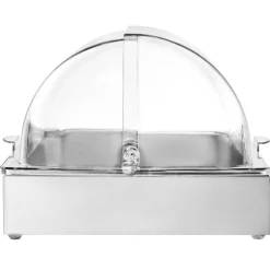 VEVOR Countertop Food Serving Display Container, 1 x 1 Pan Stainless Steel Food Serving Tray, Buffet Condiment Dispenser Display Rack with Clear Lid & 3 Ice Trays, for Restaurant Hotel Kitchen Party