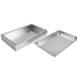 VEVOR Countertop Food Serving Display Container, 2 Tier Stainless Steel Food Salad Server Tray, Buffet Condiment Dispenser, Ice Cooled Rack with Clear Roll Top Cover, for Restaurant Hotel (1/1 Pan x2)