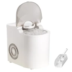VEVOR Countertop Ice Maker, 7 Cubes Ready in 6 Mins, 26 lbs per Day, Self-Cleaning Portable Machine with Ice Scoop, Ice-Making Machine with 2 Sizes Bullet Ices for Home, Kitchen, Office, Bar & Party