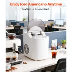 VEVOR Countertop Ice Maker, 7 Cubes Ready in 6 Mins, 26 lbs per Day, Self-Cleaning Portable Machine with Ice Scoop, Ice-Making Machine with 2 Sizes Bullet Ices for Home, Kitchen, Office, Bar & Party
