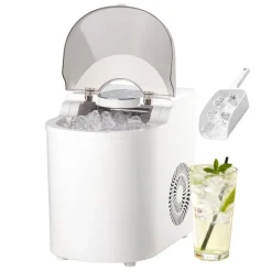 VEVOR Countertop Ice Maker, 7 Cubes Ready in 6 Mins, 26 lbs per Day, Self-Cleaning Portable Machine with Ice Scoop, Ice-Making Machine with 2 Sizes Bullet Ices for Home, Kitchen, Office, Bar & Party