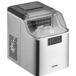 VEVOR Countertop Ice Maker, 24 Cubes Ready in 15 Mins, 45lbs in 24Hrs, Self-Cleaning Portable Ice Maker with Ice Scoop and Basket, Ice Machine with 3 Sizes Ice Cube for Home Kitchen Office Party
