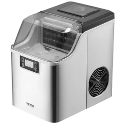 VEVOR Countertop Ice Maker, 24 Cubes Ready in 15 Mins, 45lbs in 24Hrs, Self-Cleaning Portable Ice Maker with Ice Scoop and Basket, Ice Machine with 3 Sizes Ice Cube for Home Kitchen Office Party