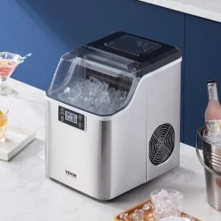 VEVOR Countertop Ice Maker, 24 Cubes Ready in 15 Mins, 45lbs in 24Hrs, Self-Cleaning Portable Ice Maker with Ice Scoop and Basket, Ice Machine with 3 Sizes Ice Cube for Home Kitchen Office Party