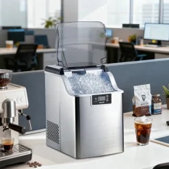 VEVOR Countertop Ice Maker, 44 lbs per Day, Self-Cleaning Portable Machine with Scoop, 4 lbs Ice-Storage Basket, Nugget Ice-Making Machine with Chewable Ices for Home, Kitchen, Office, Bar & Party