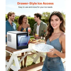 VEVOR Countertop Ice Maker, 33 lbs per Day, Self-Cleaning Portable Machine with Scoop, Drawer-Style Ice Access, Nugget Ice-Making Machine with Chewable Ices for Home, Kitchen, Office, Bar & Party