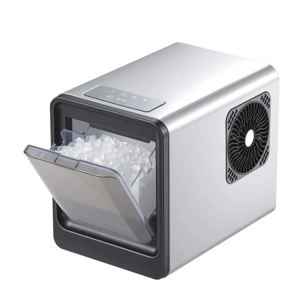 VEVOR Countertop Ice Maker, 33 lbs per Day, Self-Cleaning Portable Machine with Scoop, Drawer-Style Ice Access, Nugget Ice-Making Machine with Chewable Ices for Home, Kitchen, Office, Bar & Party