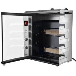 VEVOR Countertop Vertical Oven Brazilian Flame 5 Auto Rotating Skewers, for Steak, Fish, Lamb Leg, Outdoor Gas Heating Rotisserie Shawarma Machine, Meat Kebab Grill, with Curved Glass Door