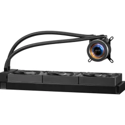 VEVOR CPU Liquid Cooler, AIO CPU Water Cooler - 3 x 120mm PWN Fans, Pump & 2.1'' LCD Display, Max 2200PRM Black CPU Cooling Fan, Compatible for Intel 115X/1366/2011/1700/1200, AMD AM4/AM5