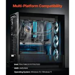 VEVOR CPU Liquid Cooler, AIO CPU Water Cooler - 3 x 120mm PWN Fans, Pump & 2.1'' LCD Display, Max 2200PRM Black CPU Cooling Fan, Compatible for Intel 115X/1366/2011/1700/1200, AMD AM4/AM5
