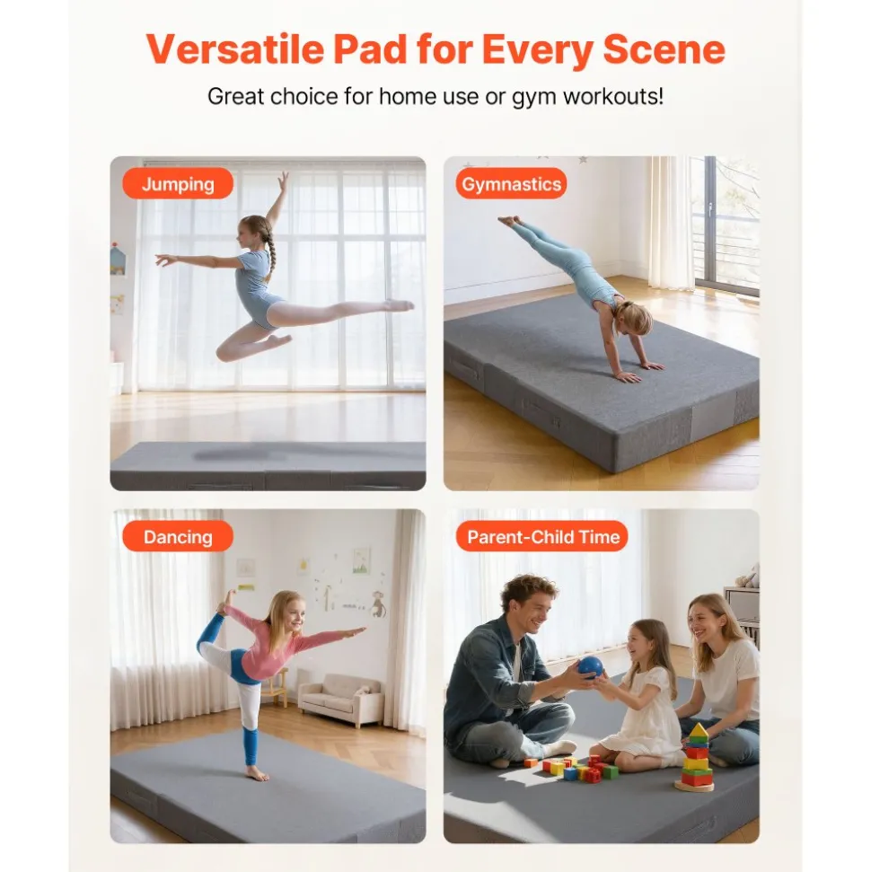 VEVOR Crash Pad, 6 x 4 ft Crash Pad for Kids Sensory with Soft Thick Foam and Washable Cover, Giant Pillow Mat Large Sensory Room Equipment for Children and Adults Jumping, Play, Climbing & Gymnastics