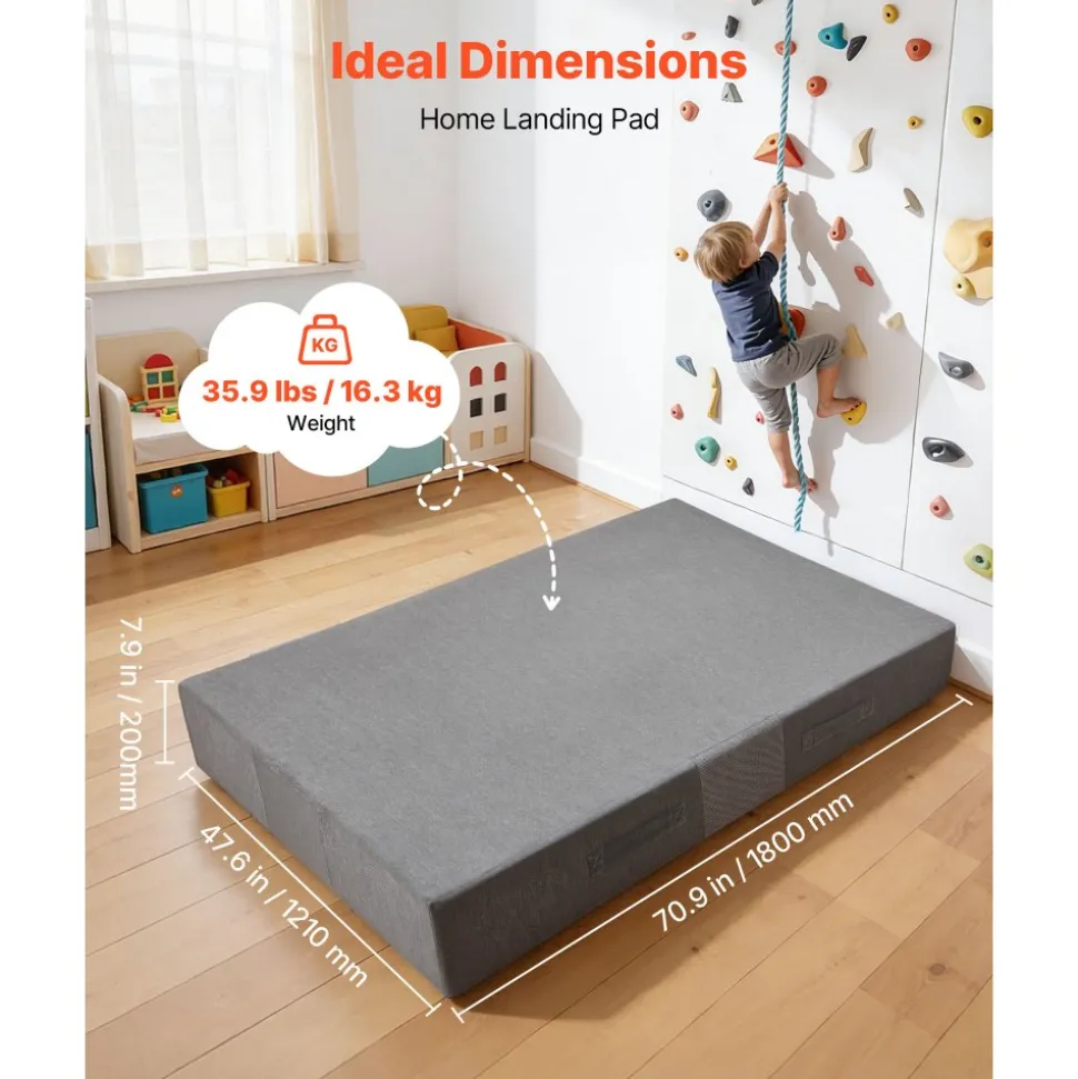 VEVOR Crash Pad, 6 x 4 ft Crash Pad for Kids Sensory with Soft Thick Foam and Washable Cover, Giant Pillow Mat Large Sensory Room Equipment for Children and Adults Jumping, Play, Climbing & Gymnastics