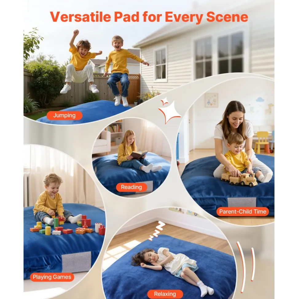VEVOR Crash Pad, 5 x 5 ft Crash Pad for Kids Sensory with Foam Blocks and Washable Cover, Giant Pillow Mat Large Soft Foam Landing Zone, Sensory Room Equipment for Children Jumping, Relaxing & Play