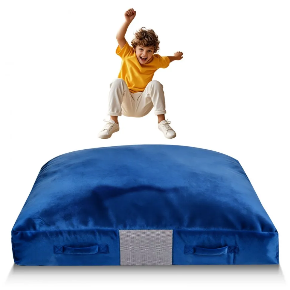 VEVOR Crash Pad, 5 x 5 ft Crash Pad for Kids Sensory with Foam Blocks and Washable Cover, Giant Pillow Mat Large Soft Foam Landing Zone, Sensory Room Equipment for Children Jumping, Relaxing & Play