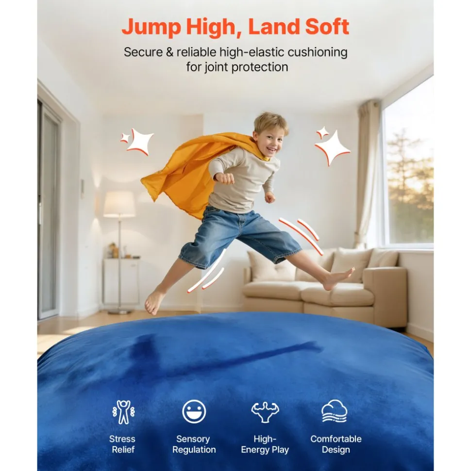 VEVOR Crash Pad, 5 x 5 ft Crash Pad for Kids Sensory with Foam Blocks and Washable Cover, Giant Pillow Mat Large Soft Foam Landing Zone, Sensory Room Equipment for Children Jumping, Relaxing & Play