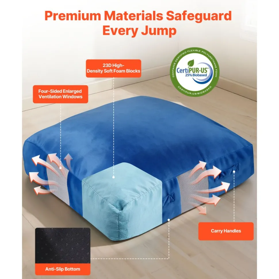 VEVOR Crash Pad, 5 x 5 ft Crash Pad for Kids Sensory with Foam Blocks and Washable Cover, Giant Pillow Mat Large Soft Foam Landing Zone, Sensory Room Equipment for Children Jumping, Relaxing & Play