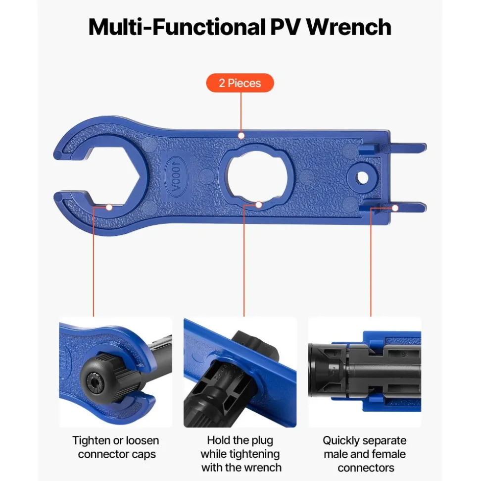 VEVOR Crimping Tool, 14-10 AWG Ratcheting Solar Connector Crimper Tool Kit, Clear Metric & AWG Markings, with 10 Pairs Solar Connectors, 10 Pairs of Cable Connectors, Wrenches, and a Storage Case