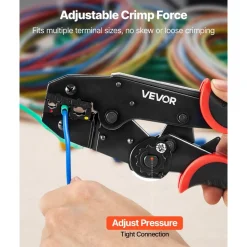 VEVOR Crimping Tool, 22-10 AWG Ratcheting Wire Crimper Tool, Labor-Saving Electrical Terminal Crimp Pliers with Clear Metric & AWG Markings, Quick Release, Adjustable Force for Multiple Terminals
