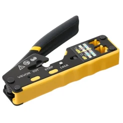 VEVOR Crimping Tool, RJ45/RJ11/RJ12 Ethernet Crimper, Crimp Tool Kit for 4/6/8-Pin Modular Plugs, with Mini Wire Stripper, 50 Connectors and 50 Boots, Replacement Blades, and Network Cable Tester