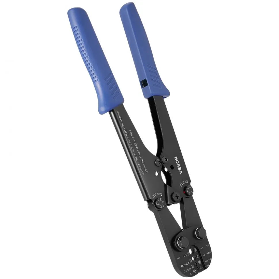 VEVOR Crimping Tool, 3/64" - 1/8" Steel Wire Rope Crimper, with Clear Metric and Imperial Markings, Adjustable Force, Crimp Pliers for Aluminum Oval and Dual Sleeves, and Annealed Copper Sleeves