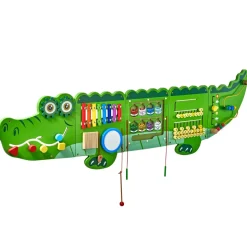 VEVOR Crocodile Activity Wall Busy Board, 9 Activities, Montessori Sensory Wall Panels Toy for Kids Ages 3-12, Interactive Learning Activity Center, Great for Toddler, Playroom, Nursery, Classroom