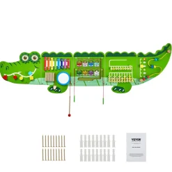 VEVOR Crocodile Activity Wall Busy Board, 9 Activities, Montessori Sensory Wall Panels Toy for Kids Ages 3-12, Interactive Learning Activity Center, Great for Toddler, Playroom, Nursery, Classroom