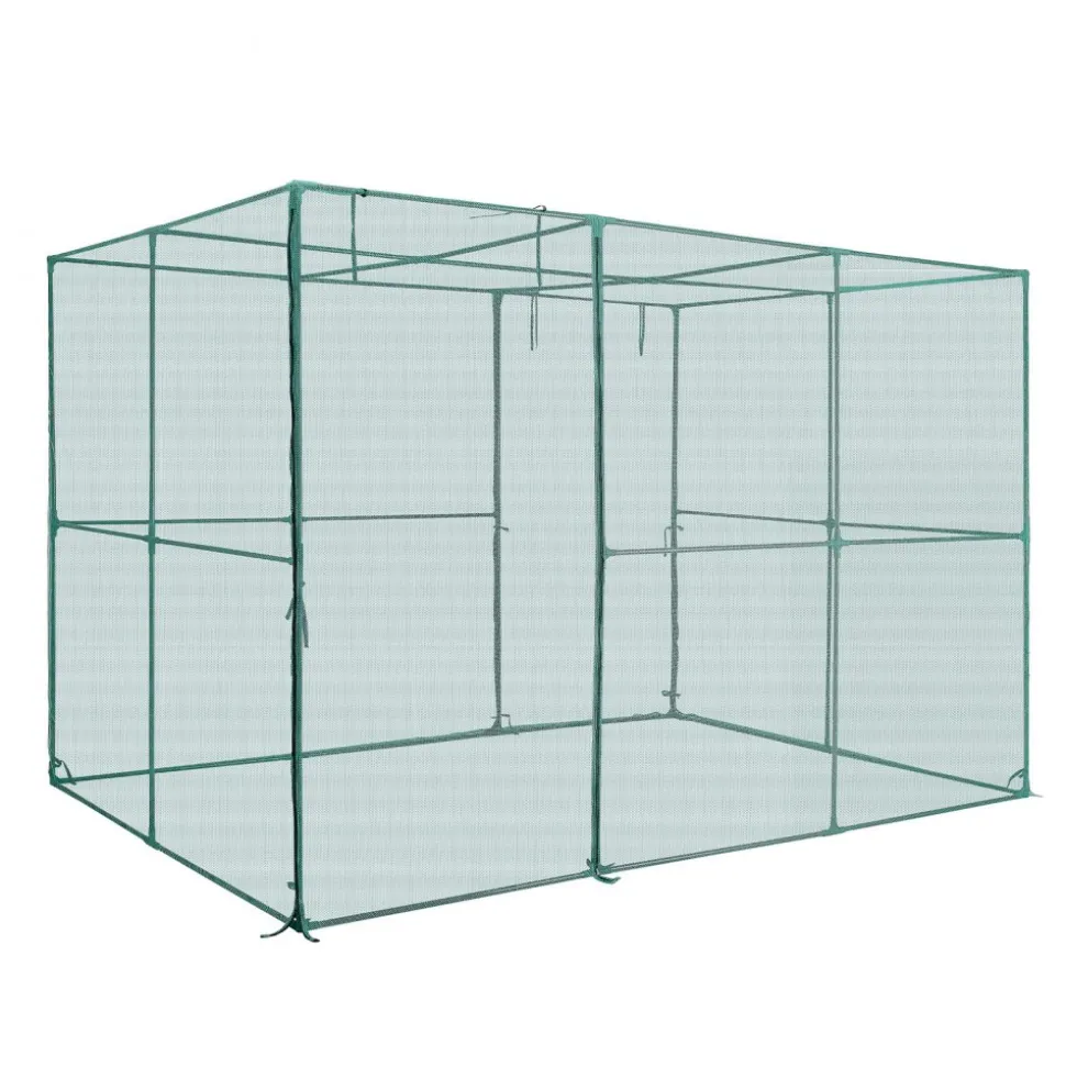VEVOR Crop Cage, 9.5 x 6.36 x 6.36 ft Plant Protection Tent with Zippered Door, Wind-Resistant Tall Crop Cage, Easy to Install, Outdoor Raised Bed Cover, Tomato Plant Netting for Garden Patio Lawn