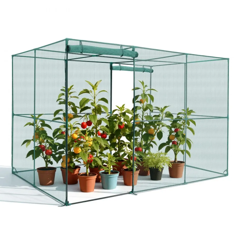 VEVOR Crop Cage, 9.5 x 6.36 x 6.36 ft Plant Protection Tent with Zippered Door, Wind-Resistant Tall Crop Cage, Easy to Install, Outdoor Raised Bed Cover, Tomato Plant Netting for Garden Patio Lawn